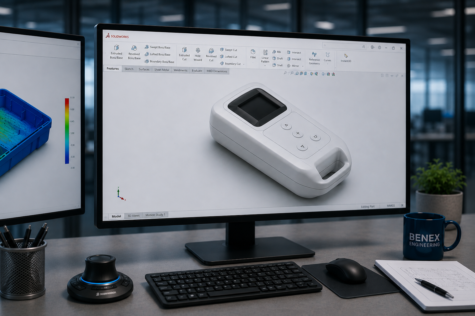 Engineering-Arbeitsplatz mit CAD-System
