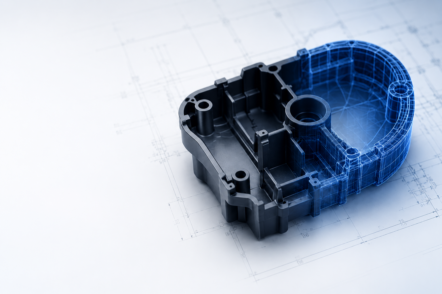 CAD-Konstruktion eines Kunststoffbauteils